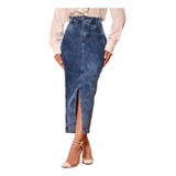 Saia Longa Jeans Preto