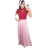 Saia Longa Plissada Moda