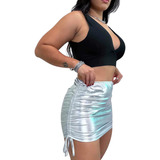 Saia Metalizada Prata Com