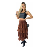 Saia Midi Com Camadas