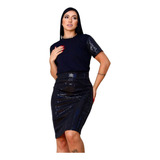 Saia Midi Feminina Preta