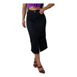 Saia Midi Jeans Brim