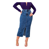 Saia Midi Jeans Com