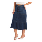 Saia Midi Jeans Com