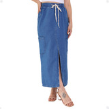 Saia Midi Jeans Longa