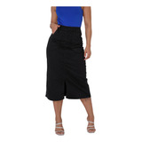 Saia Midi Lapis Jeans