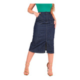 Saia Midi Lapis Jeans
