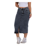 Saia Midi Lapis Jeans
