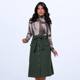 Saia Midi Linho Feminino