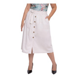 Saia Midi Linho Social Moda Evangélica Alfaiataria