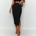 Saia Midi Modeladora Malha Canelada Fenda Tubinho Lápis Sexy