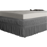 Saia P/ Cama Casal Padrão Chumbo C/ Elástico Duplo Promoção