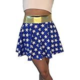 Saia Patinadora De Cintura Alta Blue Star Superhero - Feita Nos Eua, Azul, P