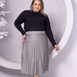 Saia Plissada Feminino Plus