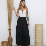 Saia Plissada Longo Moda