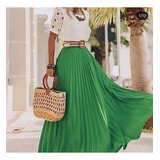 Saia Plissada Longo Moda