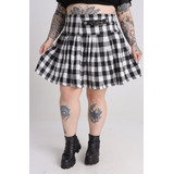 Saia Plissada Xadrez Black