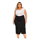 Saia Preta Jeans Midi