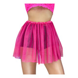Saia Rodada De Tule Tutu C Glitter Carnaval Festa Adulto