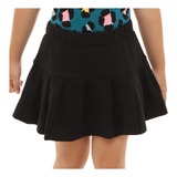 Saia Short Infantil Juvenil De Prega Algodão Preta