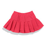 Saia Short Infantil Pregas Piquê Lisa Vermelha