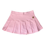 Saia Short Infanto Juvenil Jeans Fake Rosa Bebê