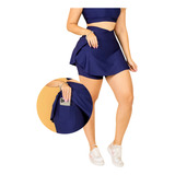 Saia Shorts Com Bolso Moda Evangelica Fitness Suplex