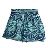 Saia Shorts Trinys Canelado Estampado Azul E Verde