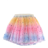 Saia Tulê 40cm Degrade Festa Carnaval Colorida Meninas Kawai