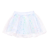 Saia Tule Com Forro Estrelinhas   Branca  Para Meninas