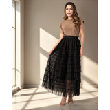 Saia Tule Moda Evangélica Tendencia Gringa Longa Evasê Linda