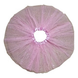 Saia Tule Rodada Bailarina Rosa Com Glitter