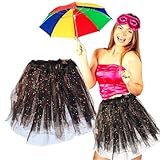 Saia Tule Tutu Carnaval Fantasia Preta Brilho Glitter 40cm Adulto Ou Criança Festa Baile Balé Bloquinho Charmosa Linda Elegante Festiva Com Elástico Cetim Confortável