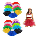 Saia Tule Tutu Festa Carnaval C brilho 40 Cm Várias Cores