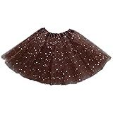 Saia Tutu Com Brilho Curta De Tule Star Girls Ballet Dança Infantil Fantasia De Festa Vestido De Ballet Mini Saia Com Estrelas E Lantejoulas BR Idade 2 Anos 8 Anos Marron 30cm 
