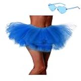Saia Tutu De 5 Camadas Com óculos De Sol De Coração Tutus Tule Bailarina Tutu Para Mulheres E Meninas Vestido De Festa E Dança Azul Royal Tamanho Único