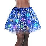Saia Tutu Feminina Com LED Que Acende Tutu Em Camadas De Tule Saia De Balé Brilhante Com Lantejoulas Para Festa De Halloween Carnaval Estrela Azul 38 Regular