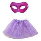 Saia Tutu Glitter Purpurina Mascara Carnaval Festa Fantasia