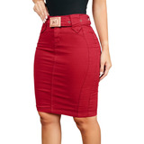 Saias Jeans Vermelha Cinto