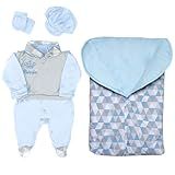 Saída De Maternidade Com Porta Bebê Kit 05 Peças Para Bebê Menino Príncipe Gabriel Azul