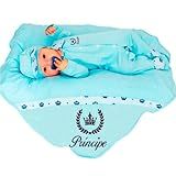 Saída De Maternidade Menino Príncipe Azul 04 Peças 100- Algodão Roupas Para Bebê -BR- Alfa- P- AZUL BEBÊ-