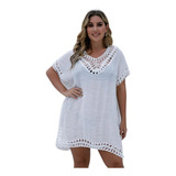 Saída De Praia/banho Plus Size Com Crochê Camisa Promoção