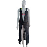 Saída De Praia Longa Crochê Tricot Vestido Alça Moda Praia