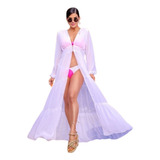 Saída De Praia Longa Kimono Luxo Premium