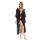 Saída De Praia Longa Vestido Canga Manga Kimono Promoção