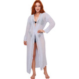 Saída De Praia Malu Banho Longa Manga Longa Tricot Kimono