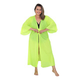 Saída De Praia Manga Flare Luxo Plus Size Kimono Canga Fenda