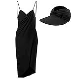 Saída De Praia Proteção UV   Viseira Dupla Face Vestido Feminino Multiuso Vira Saia Canga Verão Saída Banho Moda Praia Piscina Luxo Elegante  Vinho  M  Veste 38 40  