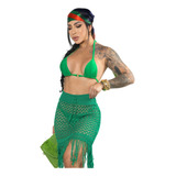 Saida De Praia Saia Franja Tricot Praia Verão Crochê
