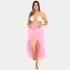 Saída De Praia Saia Longa Pareô Moda Envelope Babado Cor Rosa Desenho Do Tecido Liso Tamanho Único